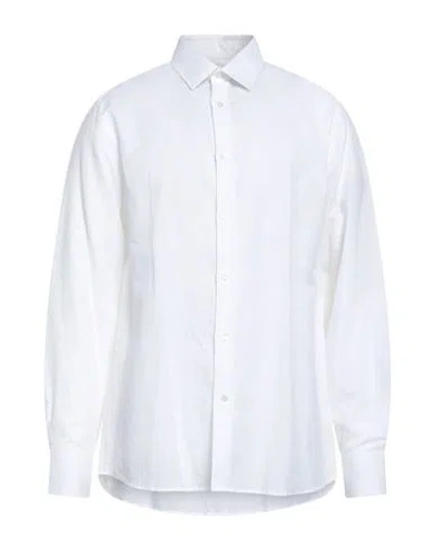 Lab. Pal Zileri Man Shirt White Size 17 Linen, Cotton