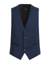 Lab. Pal Zileri Man Tailored Vest Midnight Blue Size 44 Wool In Blue