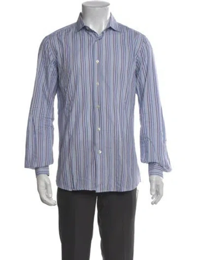 Pre-owned Lab. Pal Zileri Striped Long Sleeve Dress Shirt In Blue