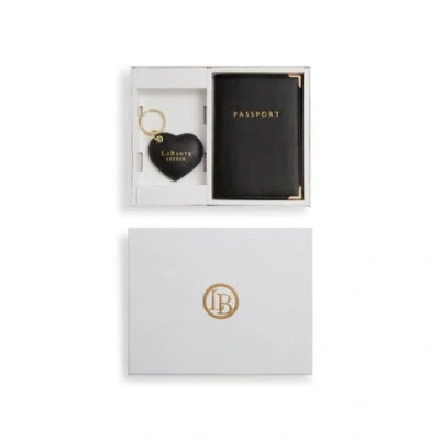Labante London Ash Passport Holder & Key Chain Gift Box In Black