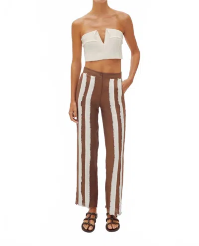 Labeca Delphine Straight Leg Pants In Brown And Cream