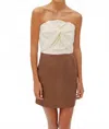 Labeca Hazel Mini Dress In Ivory With Brown In Brown