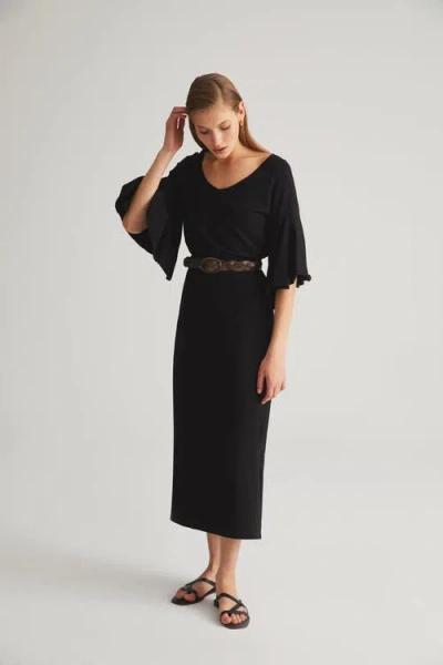 Labeca London Black Ruffled Sleeve Dress