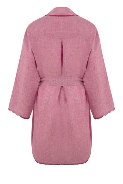 Labeca London Blake Rose Short Linen Mini Kaftan In Pink