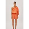 Labeca London Capri Citrus Linen One Sleeve Top In Orange