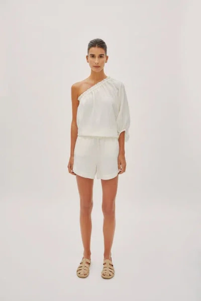 Labeca London Capri  Linen One Sleeve Top In Ecru