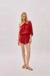 Labeca London Capri Linen Shorts In Red