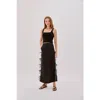 Labeca London Carolina Linen Bow Midi Skirt In Black