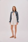 Labeca London Claudia Linen Flare Shorts In Sand