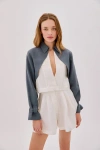 Labeca London Claudia Linen Layered Jacket In Sand