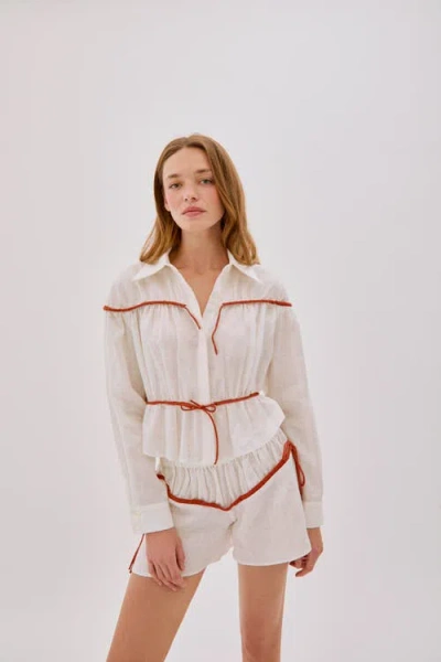 Labeca London Colette Linen Tie Shorts In Sand