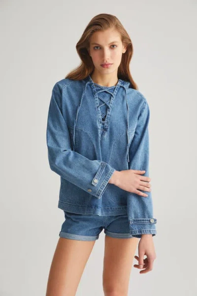 Labeca London Denim Hoodie In Blue