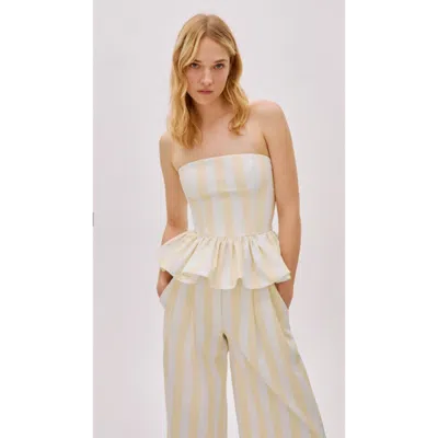 Labeca London Eclipse Striped Cotton Bustier Top In Yellow