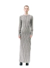 Labeca London Juniper Backless Striped Wool Maxi Dress In Black