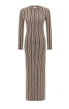 Labeca London Juniper Backless Striped Wool Maxi Dress In Multi