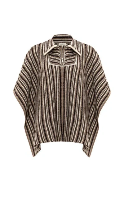 Labeca London Juniper Striped Wool Cape In Multi