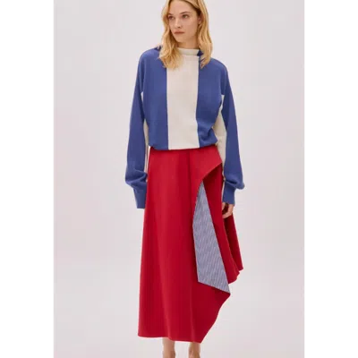 Labeca London Kayra Cotton Striped Skirt In Red