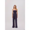Labeca London Mare Cotton Shirred Jumpsuit In Blue