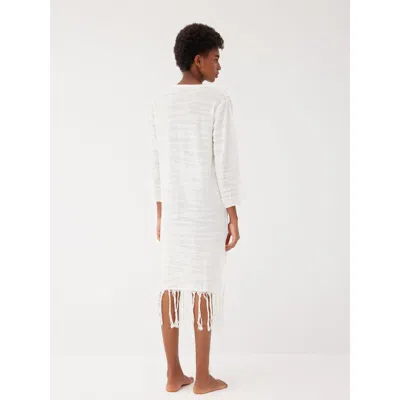 Labeca London Margi Ecru Cotton Textured Fringe Dress