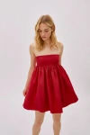Labeca London Mykono Linen Strapless Dress In Red