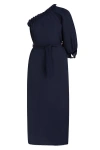 Labeca London Sardinia Navy Linen One Shoulder Dress