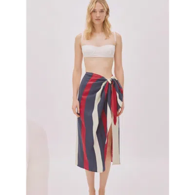 Labeca London Soho Linen Wrap Skirt In Multi