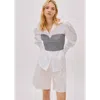 Labeca London Storm Blue Striped Linen-blend Bustier Top In Gray