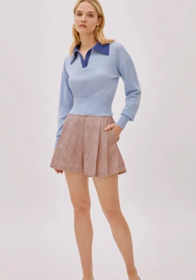 Labeca London Storm Linen-blend Striped Shorts In Red