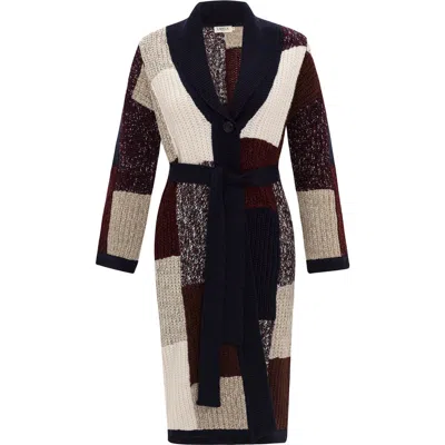 Labeca London Vivienne Colour Block Wool Midi Robe Cardigan In Multi