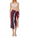 Labeca Soho Colour Block Linen Wrap Skirt In Multi In Multi