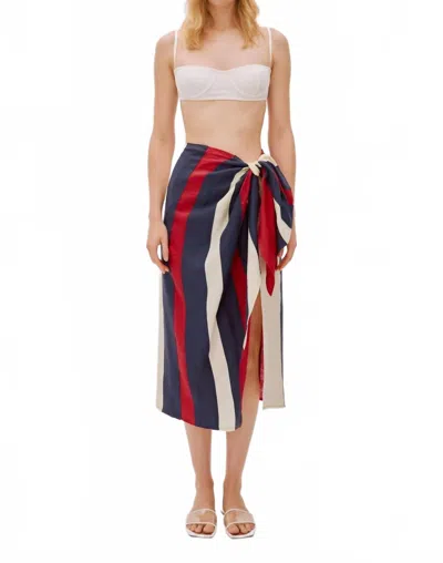 Labeca Soho Colour Block Linen Wrap Skirt In Multi