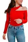 Label 86 Long Sleeve Caliente Top In Red In Red