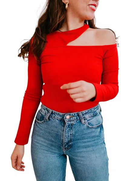 Label 86 Long Sleeve Caliente Top In Red