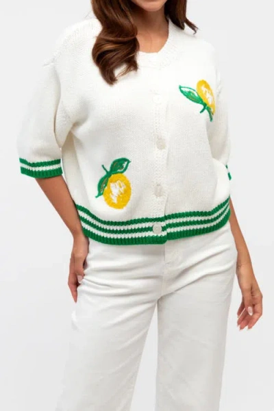 Label Of Love Embroidered Lemon Cardigan In White