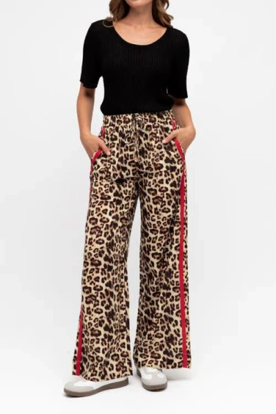 Label Of Love Leopard Sporty Pant In Brown