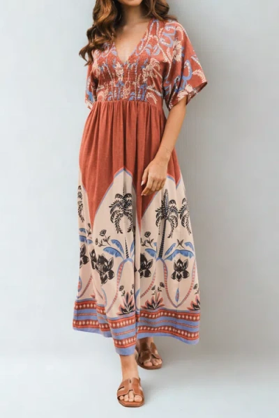 Label Of Love Palm Oasis Midi Dress In Brown