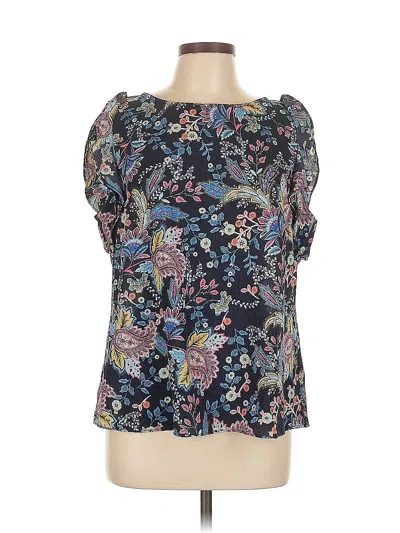 Pre-owned Label Rachel Roy Short Sleeve Blouse In Blue