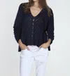 Label+thread Abigail Cable Vee In Navy In Blue