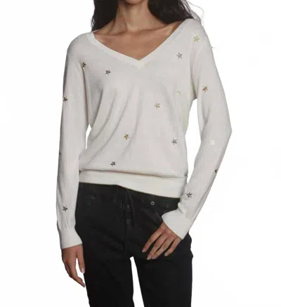 Label+thread Bonnie Star Vee Long Sleeve Top In White Metal