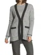 LABEL+THREAD BOUCLE SNAP CARDIGAN IN GREY/CHARCOAL