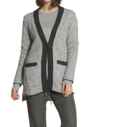 Label+thread Boucle Snap Cardigan In Grey/charcoal