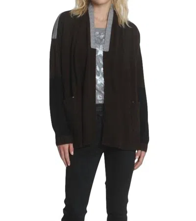 Label+thread Brandy Block Cardigan In Brown/black