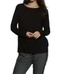 LABEL+THREAD CHUNKY RIB TUNIC IN BROWN/NAVY