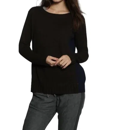 Label+thread Chunky Rib Tunic In Brown/navy In Black