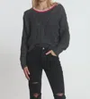 Label+thread Dakota Cable Crew Sweater In Charcoal In Black