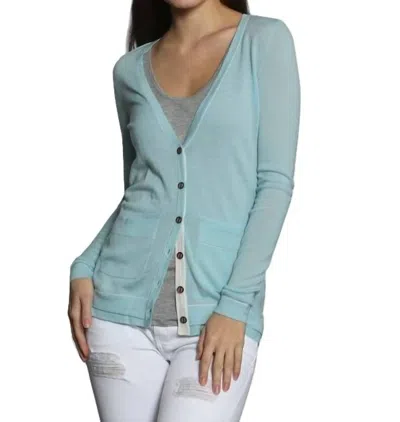 Label+thread Double Rib Cardigan In Mint In Blue