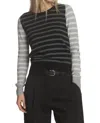 Label+thread Emma Glory Stripe Top In Black In Black