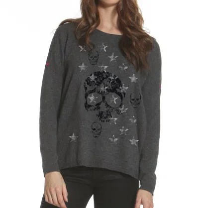 Label+thread Faded Skull Crew Tee In Charcoal In Gray