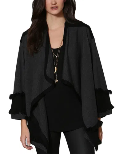 Label+thread Fringe Cuff Wool Cardigan In Black