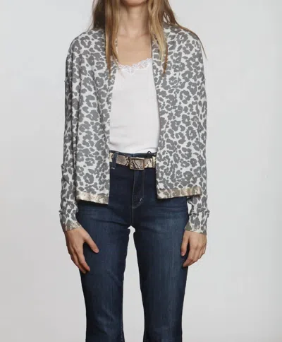 Label+thread Goldie Printed Cardigan In Cheetah Snow In Multi